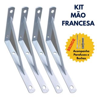 Kit Mão Francesa Reforçada Cantoneira Metálica Triângulo Suporte para Prateleiras em Oferta na Shopee