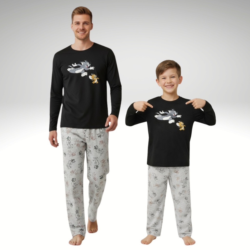 Kit Pai e Filho ou Filha  Pijamas Masculino Manga e Calça Linha Noite Confortável Inverno Estampado Dias dos Pais Oferta