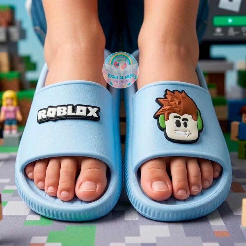 Chinelo Slide Meninos e Meninas do 27/28 ao 39/40 Leve Confortável Dia a dia Escola Passeio Roblox