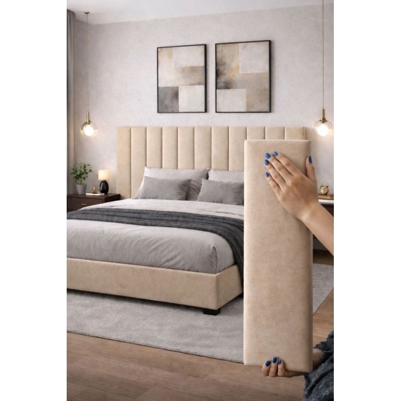 Cabeceira Estofada Modulada 45x20cm | (1 placa) Painel Cama Solteiro Casal Queen King | Auto Adesiva