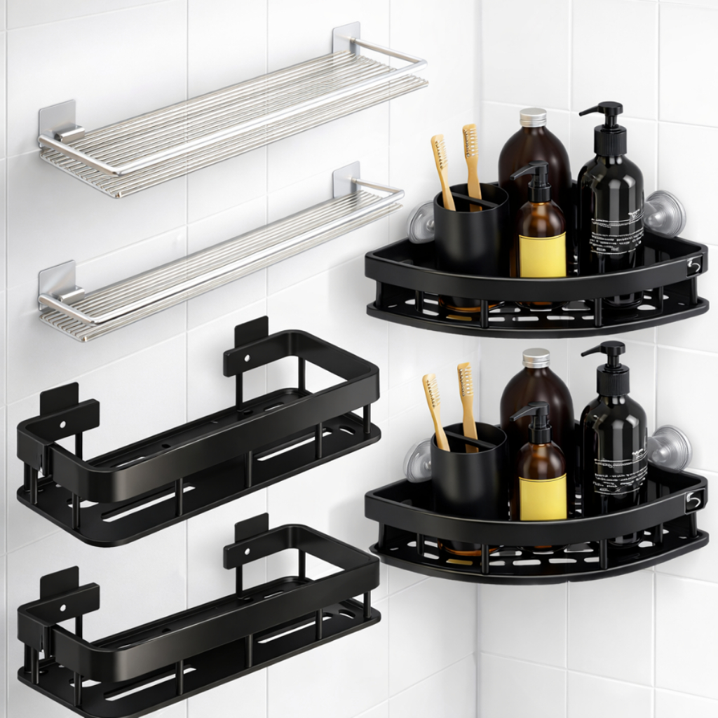 Kit 1/2/3/4 suporte de banheiro ,shampoo,cozinha ,prateleira organizador multiuso prateleira alta qualidade