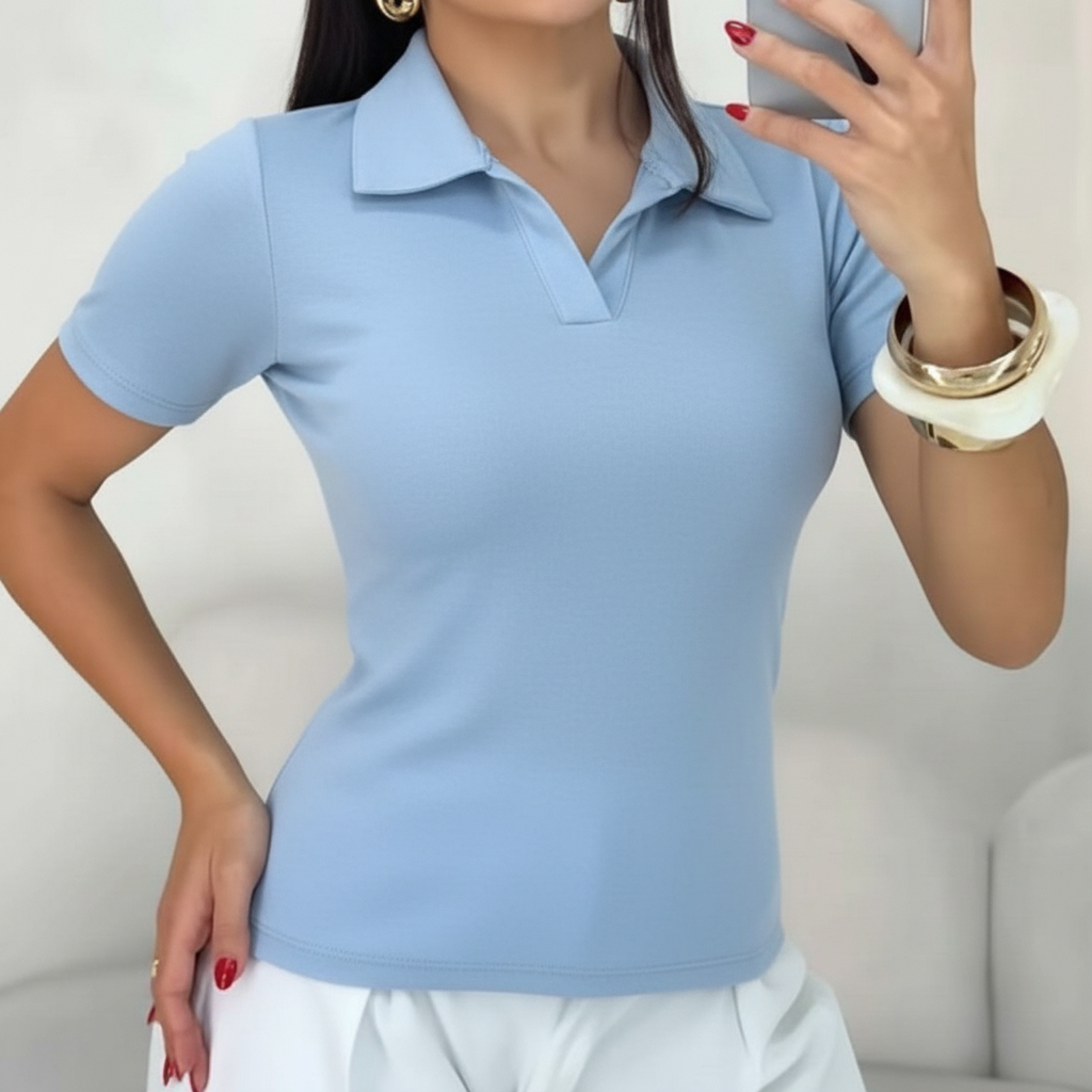 Camisa Gola Polo Social Camiseta Manga Curta Basico Casual feminino