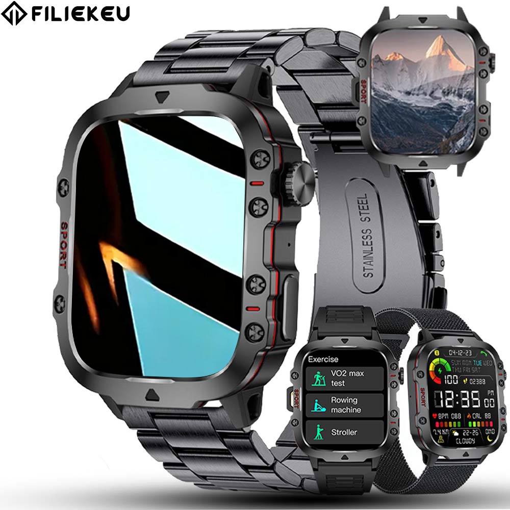 Smartwatch Masculino Relógio Esportivo Robusto e à Prova d'Água com Monitoramento de Sono e Frequência Cardíaca pulseira