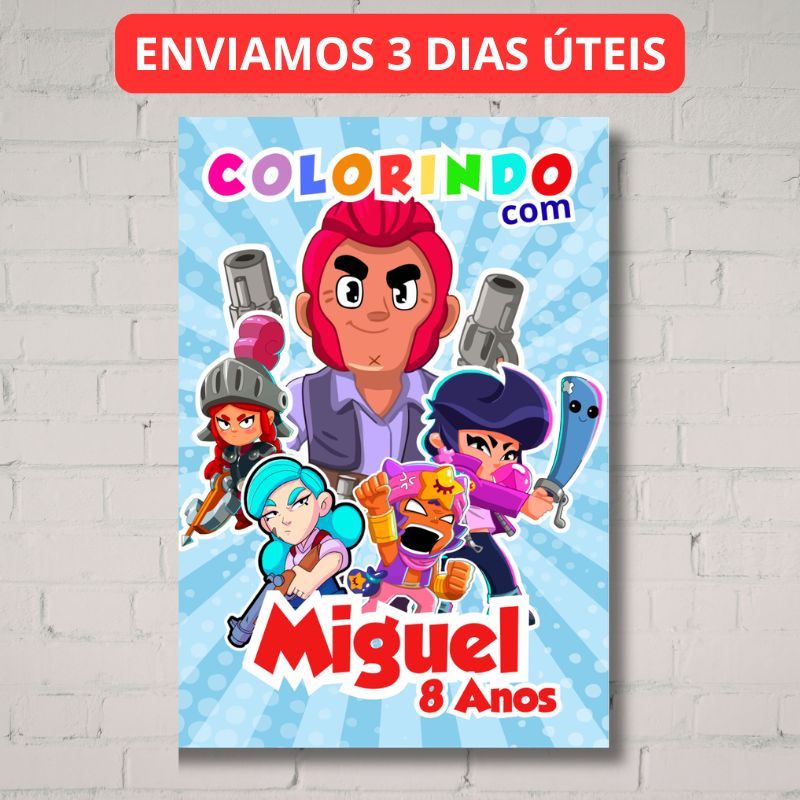 Livro de colorir personalizado - Brawl Stars - Lembrancinha de colorir para aniversário