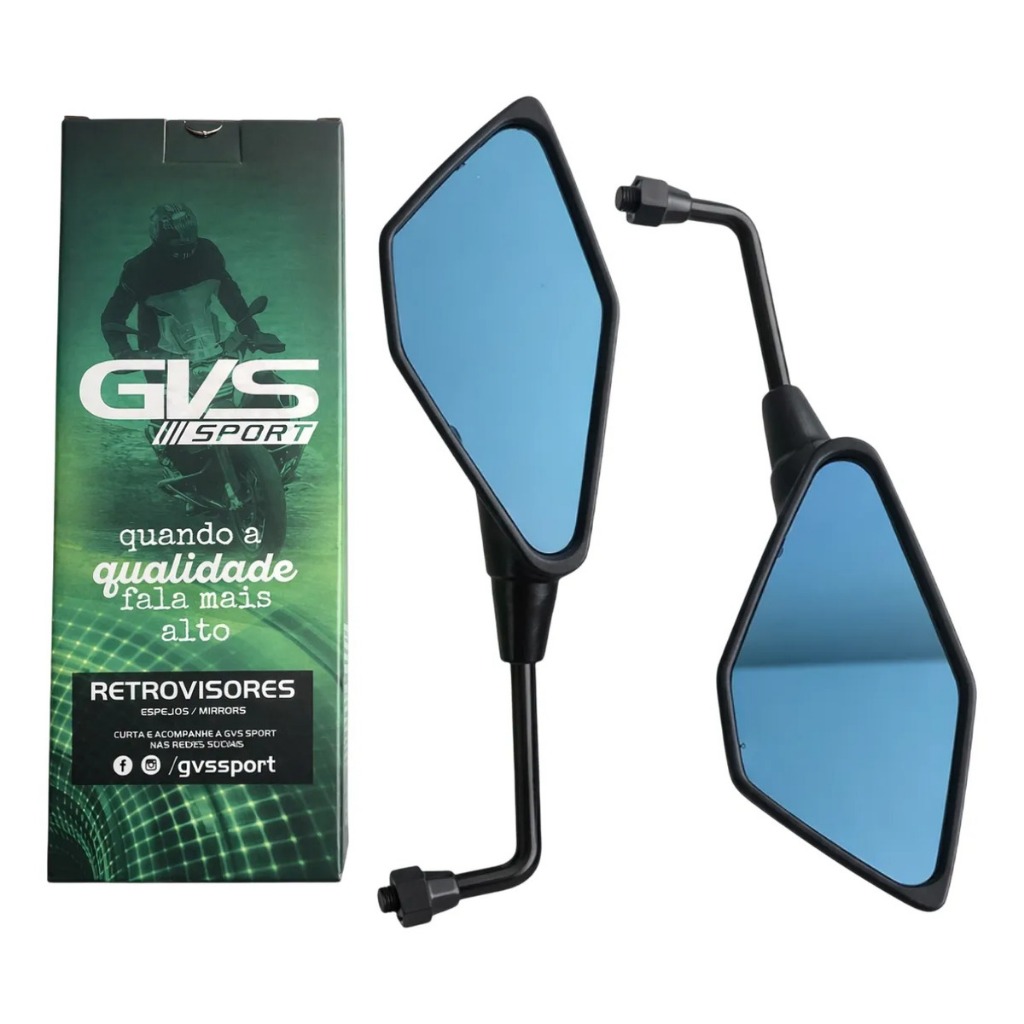 PAR RETROVISORES GVS Z400 HASTE LONGA 90 LENTE PLANA AZUL PAR H - 610118