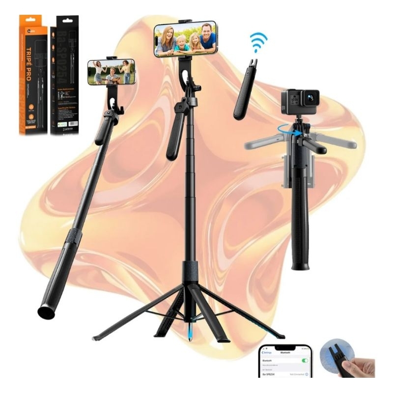 Tripé 1,70m Bastão portátil Com Controle Para Telefone Celular GoPro Ringlight Youtube IG KwaiTiktok Live,selfie