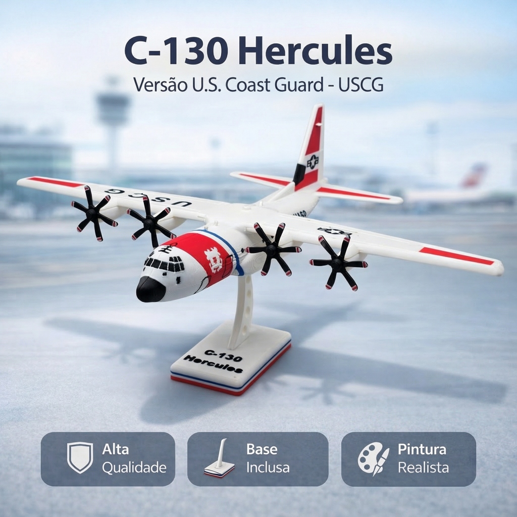 Aeromodelo HC-130 Hercules USCG Busca e Resgate Com Suporte