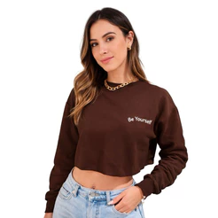 Cropped Moletom Feminino Felpudo Algodão Blusa de frio veludo por dentro