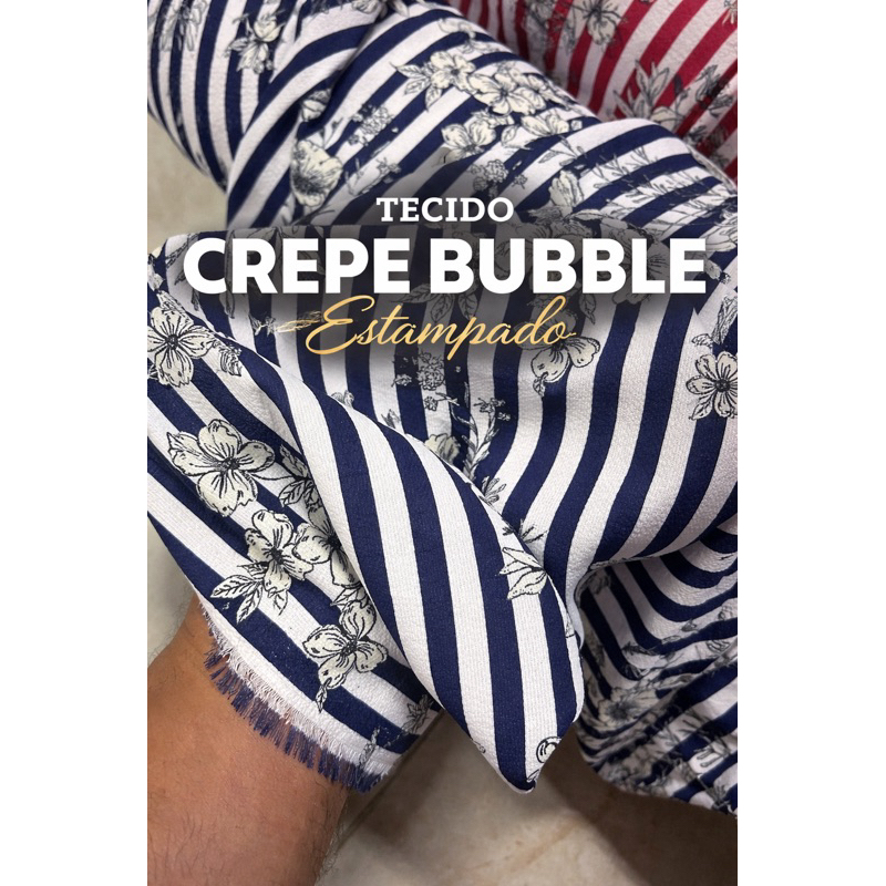 Tecido Crepe Bubble Estampado Texturizado | Leve, Macio e Não Amassa | Ideal para Vestidos, Blusas e Moda Feminina | 1,5