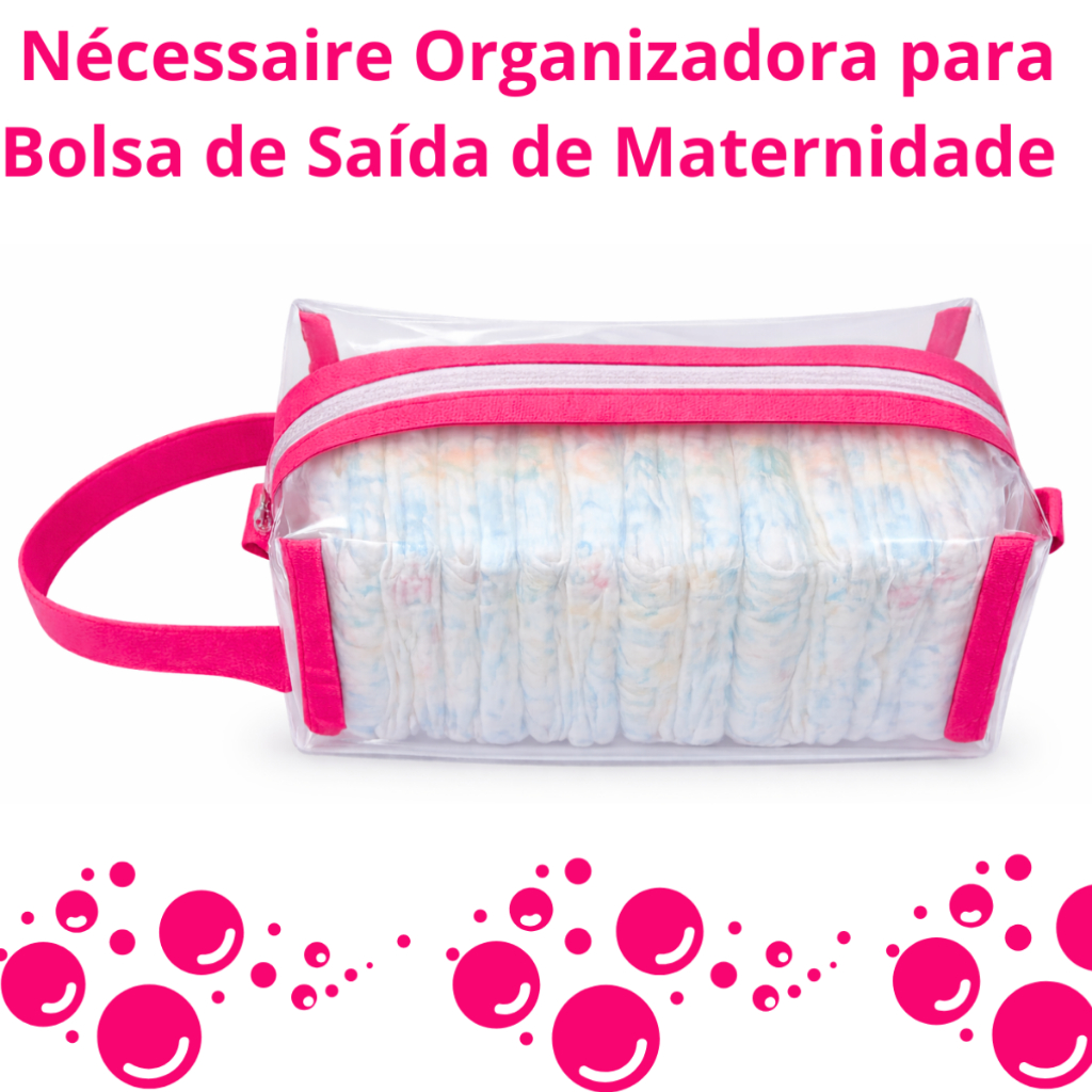Bolsa Organizadora de Maternidade Porta Fraldas para Bebê Transparente com Zíper