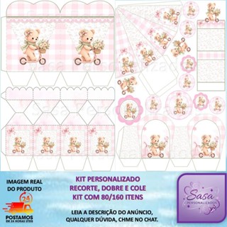 TEMA URSINHO (CHÁ DE BEBE, CHÁ DE FRALDA) LEMBRANCINHA COM 80/160 ITENS COM OU SEM NOME em Oferta na Shopee