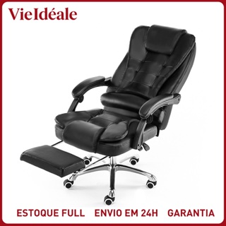 Cadeira de escritório presidente, cadeira de home office com apoio para os pés e encosto ajustável（Preto） em Oferta na Shopee