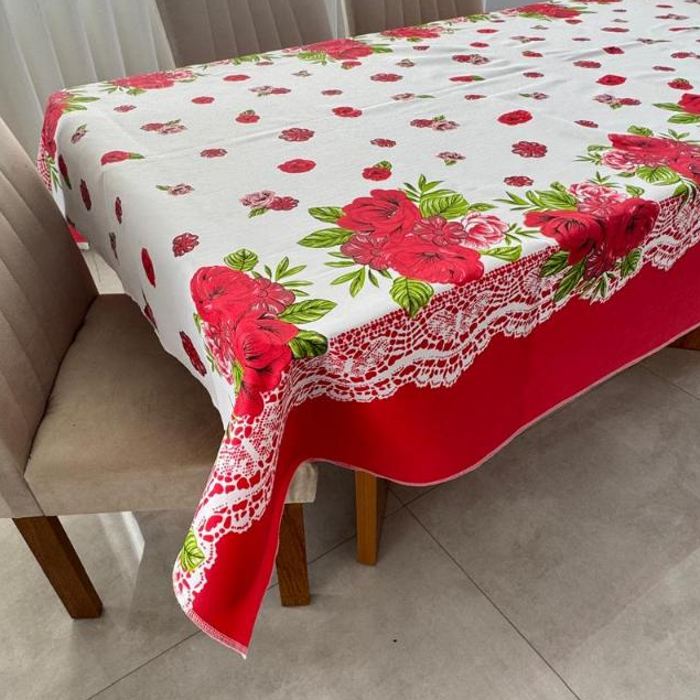 Toalha de Mesa 4 ou 6 Lugares Estampadas Forro de Mesa em Tecido Oxford Nacional 100% Poliéster
