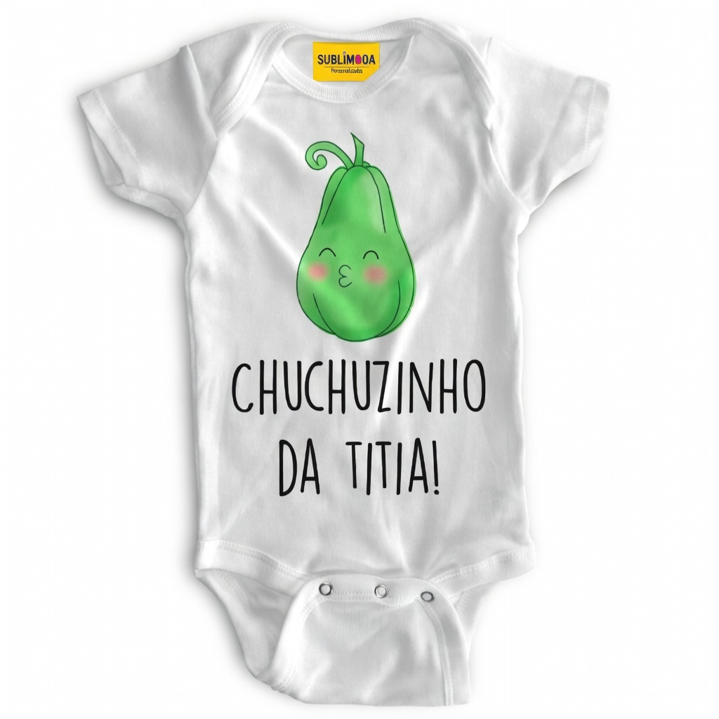 Body Bebê Personalizado - Chuchuzinho da Titia - Poliéster + Elastano 🍼💚