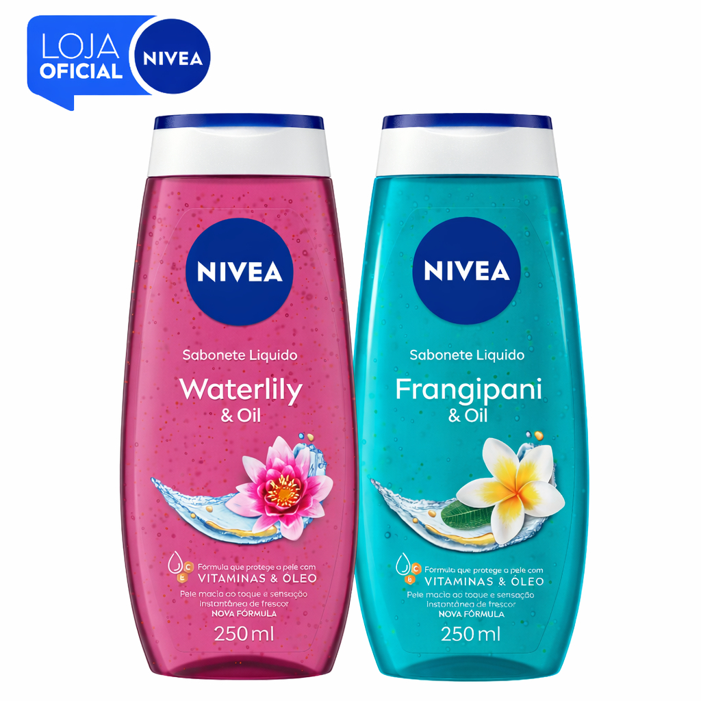 KIT NIVEA Sabonete Líquido Waterlily & Oil 250ml + NIVEA Sabonete Líquido Frangipani & Oil 250ml