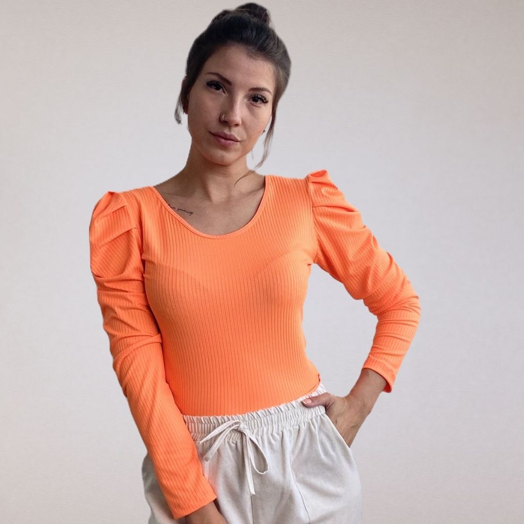 Blusa Blusinha Feminina Manga Longa Princesa Bufante Blusinha Inverno Blusa Canelada