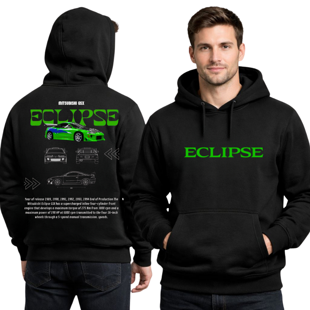 Moletom Carro Mitsubishi Eclipse Verde Algodão Streetwear Esporte Com Capuz Adulto Unissex