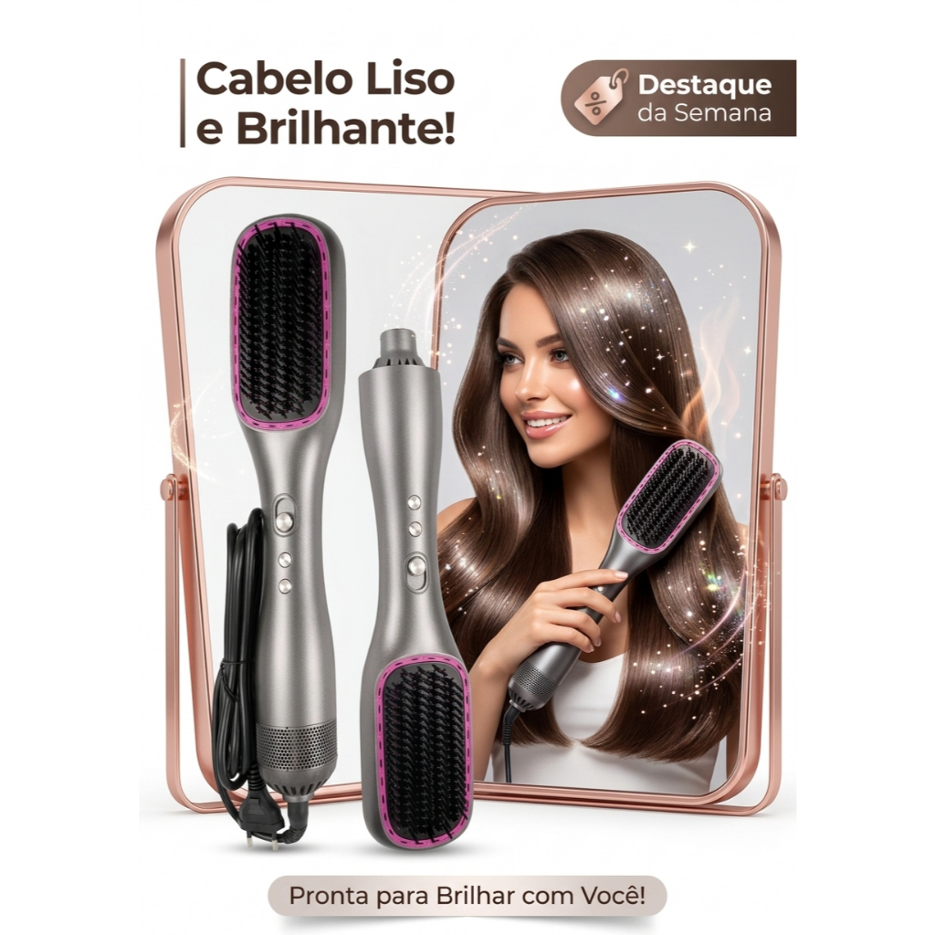 Escova Secadora e Alisadora 3 em 1 Profissional 450W - 220V