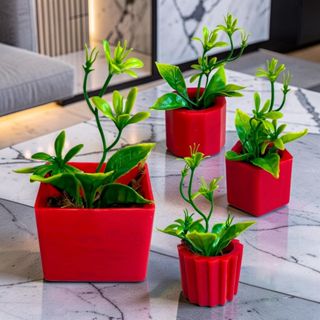 Kit 4 Vasinhos com Folhagem Artificial em Oferta na Shopee