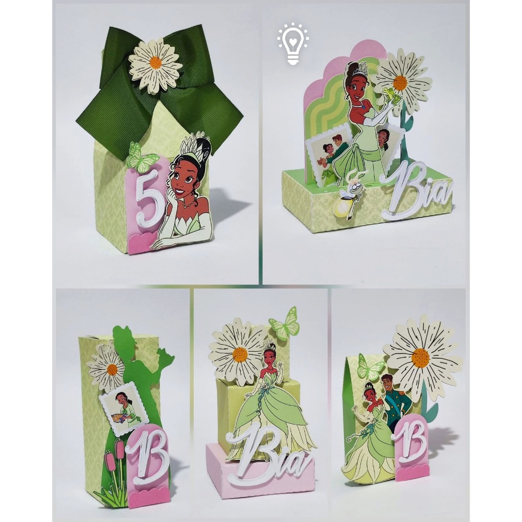 Caixinhas Personalizadas Princesa Tiana - festa- PEGUE E MONTE- princesa e o sapo -Papelaria-Aniversário-Lembrancinhas