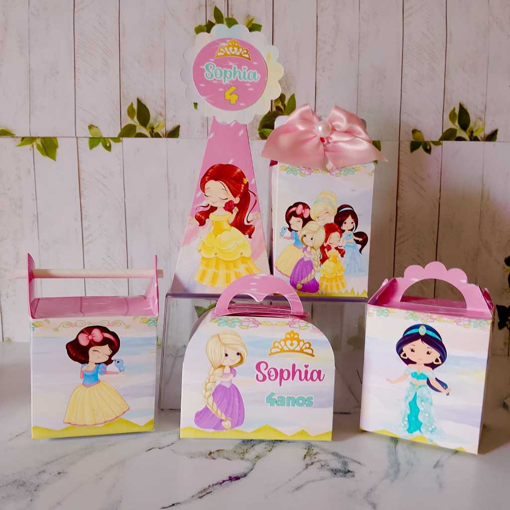 Kit Caixinhas Personalizada-Princesa Disney Cute-Lembrancinhas-festa Infantil-Aniversário-ENVIO RÁPIDO