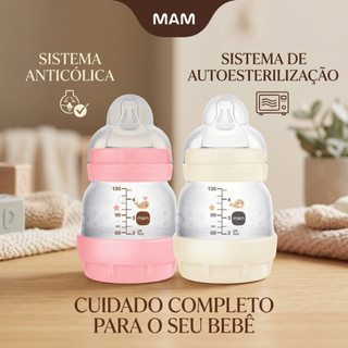 Mamadeira MAM Easy Start 130ml Original Anticólica Bico Silicone Macio Recém-Nascido 0 a …