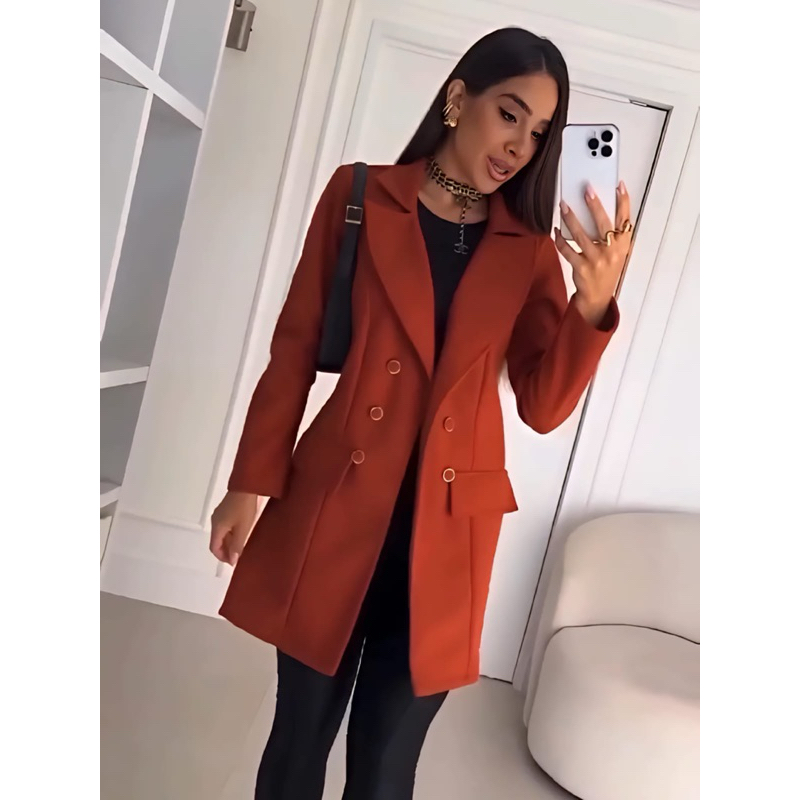 casaco sobretudo femenino em tecido lã batida moda de inverno