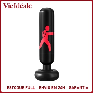 Saco de Boxe Inflável Vertical 1,60m Unissex - João Bobo Reforçado para Treino de Luta Infantil e Adulto Fitness em Oferta na Shopee