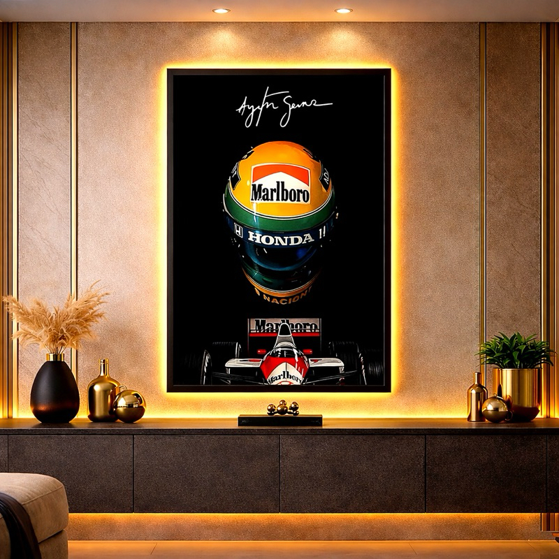 Ayrton Senna Quadro Decorativo Ayrton Senna Capacete Para Sala Quarto Escritório
