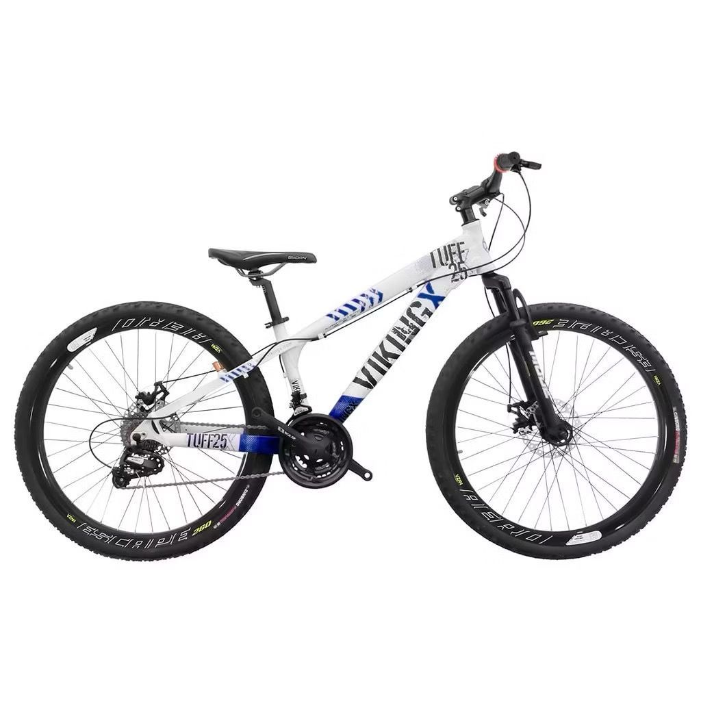 Bicicleta VikingX Tuff25 21V Freio a Disco  Branco Azul - Lançamento!