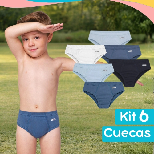 Cueca Infantil Algodão Slip Lupo Original Kit 6 Confortável Com Elástico Escola Dia a Dia