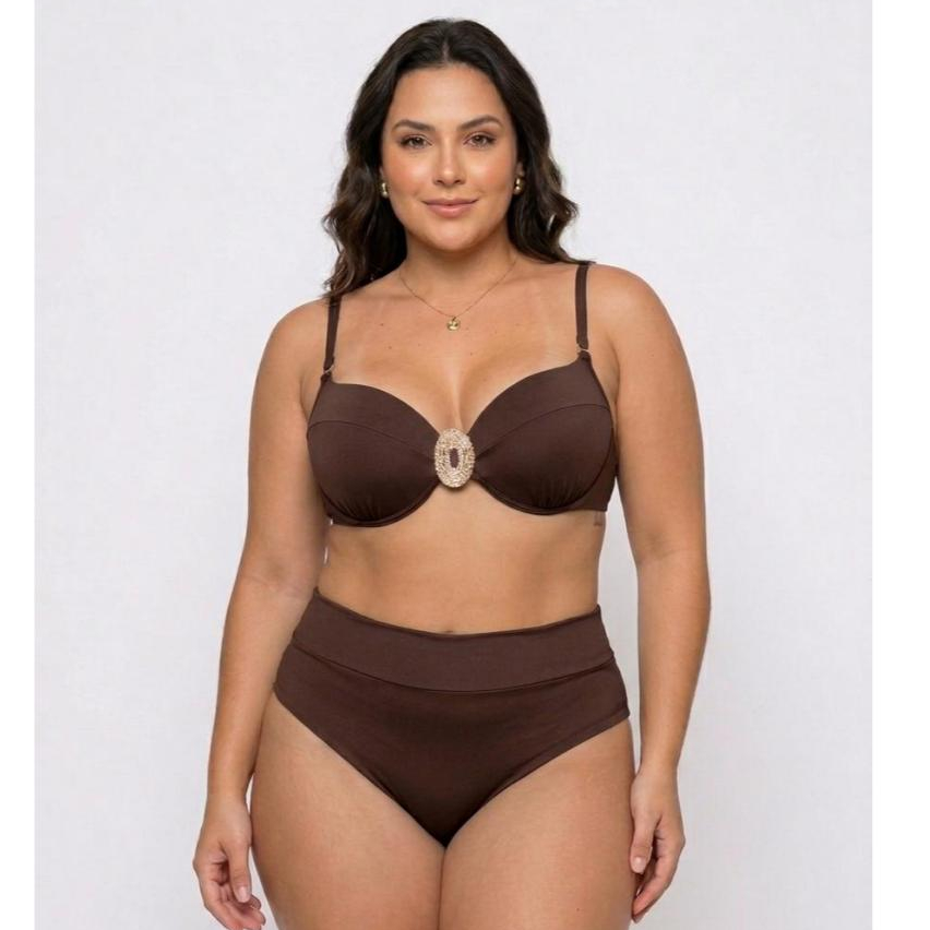 Biquíni GG e Plus Size Feminino Luxo Com Aro Boa Sustentação Empina Bumbum Elegante Rica Confortável Bojo Fixo Regulador