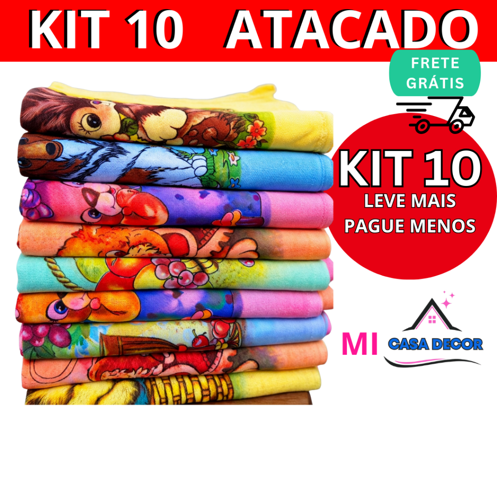 Kit 10 Panos de Prato BARATO 100% Algodão em Oferta na Shopee