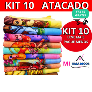 Kit 10 Panos de Prato BARATO 100% Algodão em Oferta na Shopee