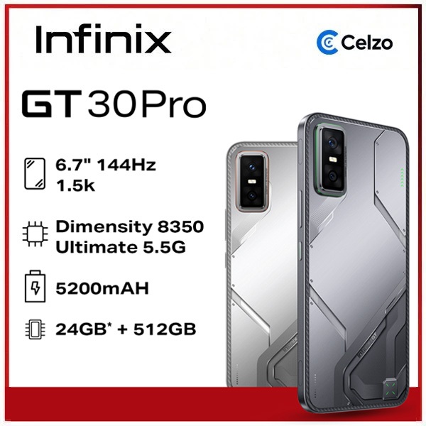 Infinix GT 30 PRO 5G, 512GB + 12GB RAM, Processador Dimensity 8350 Ultimate, Versão Global, Câmera 108MP, Tela AMOLED em Oferta na Shopee