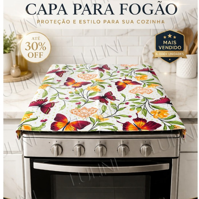 Capa de Fogão Ideal Para Fogão 4 , 5 e 6 Bocas Medida 90x55 - CASA E DECORAÇÃO