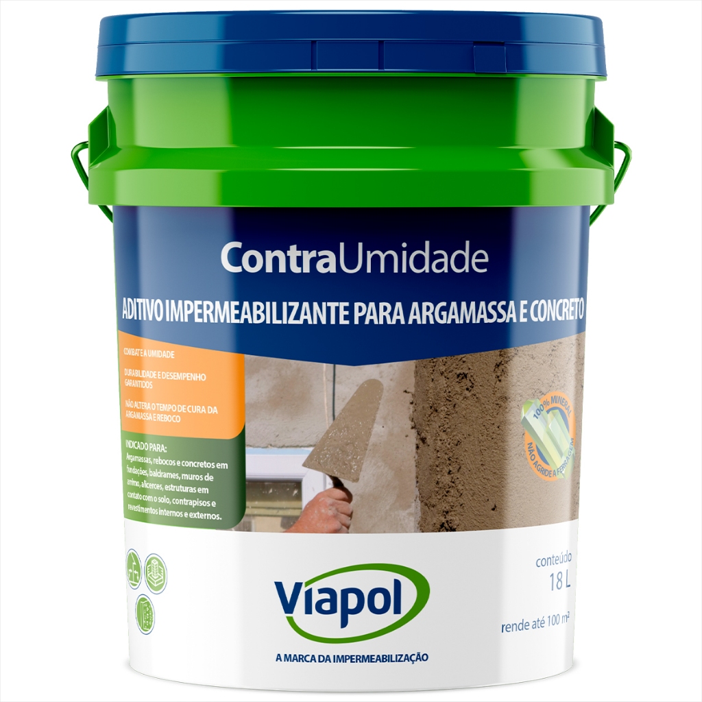 Aditivo Impermeabilizante Viapol Contra Umidade Para Argamassa e Concreto 18 Lit