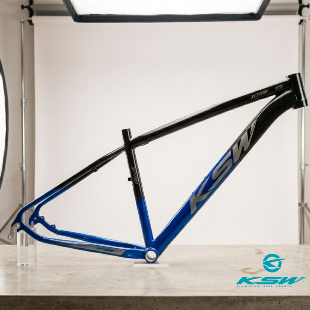 Quadro Bicicleta Aro 29 KSW Alumínio Cabos Internos Com Gancheira - Preto e Azul