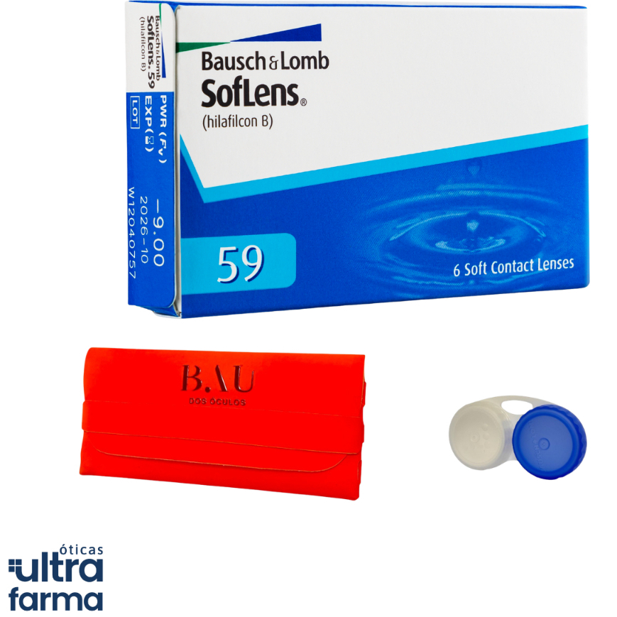 Lente De Contato Bausch Soflens 59 Mensal Com estojo e Case