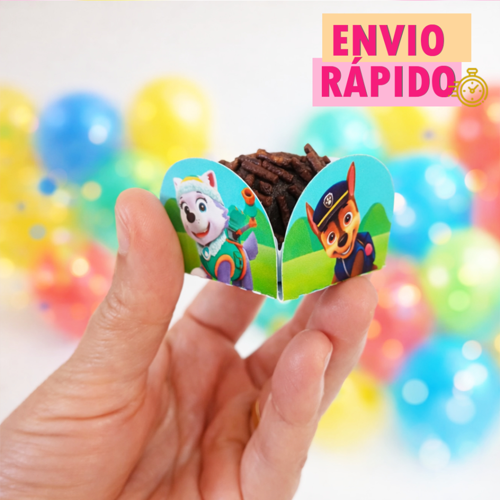 50 Forminhas Personalizadas de Doce Brigadeiro 4 Pétalas | Patrulha Canina Personagens | Aniversário