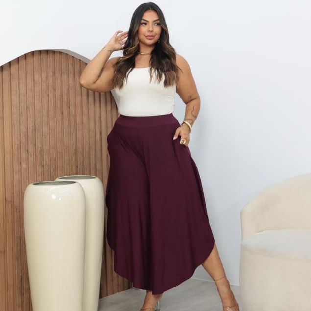 Calça Feminina Calça Saia Larga Godê Viscolycra Soltinha no Corpo