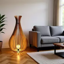 Abajur Grande de Chão GOTAS DE ORVALHO MDF Luminária -
