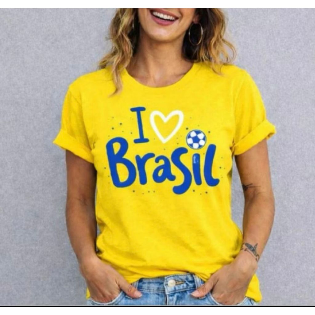 Camiseta Tshirt Brasil Algodão Feminina ILOVEBRASIL Copa do Mundo Seleção Brasileira