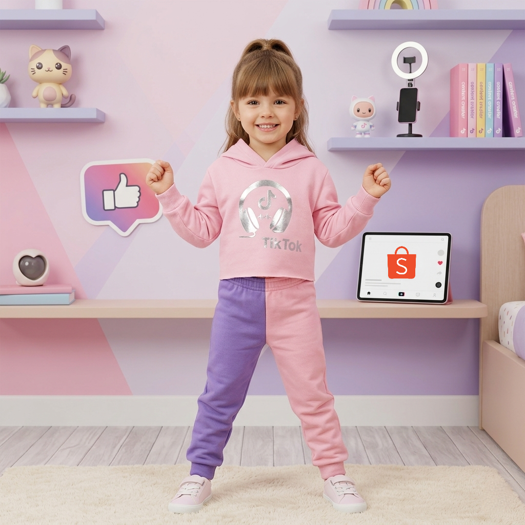 Moletom Infantil Flanelado Menina Blogueirinha Conjunto Outono Inverno TK