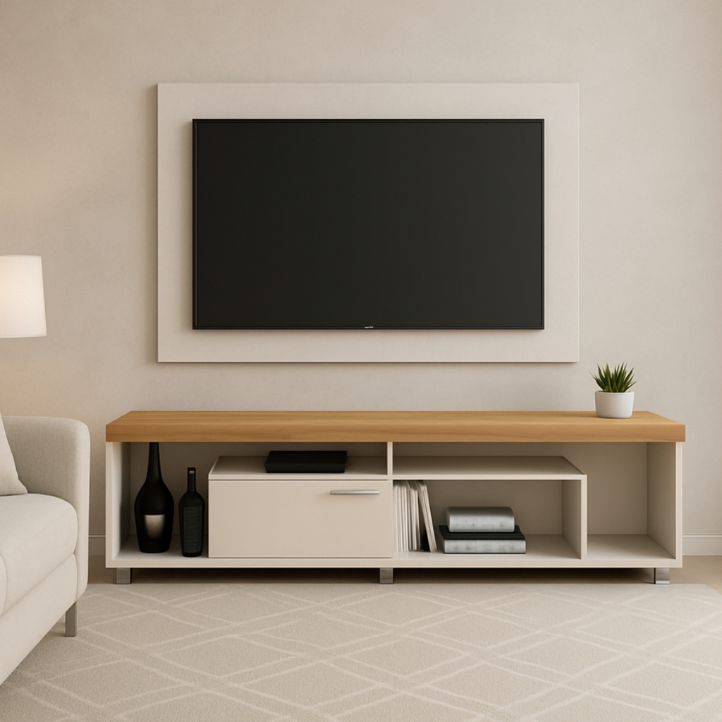 Rack com Painel Para TV 65 Polegadas Tomaz Sala de Estar Madetec