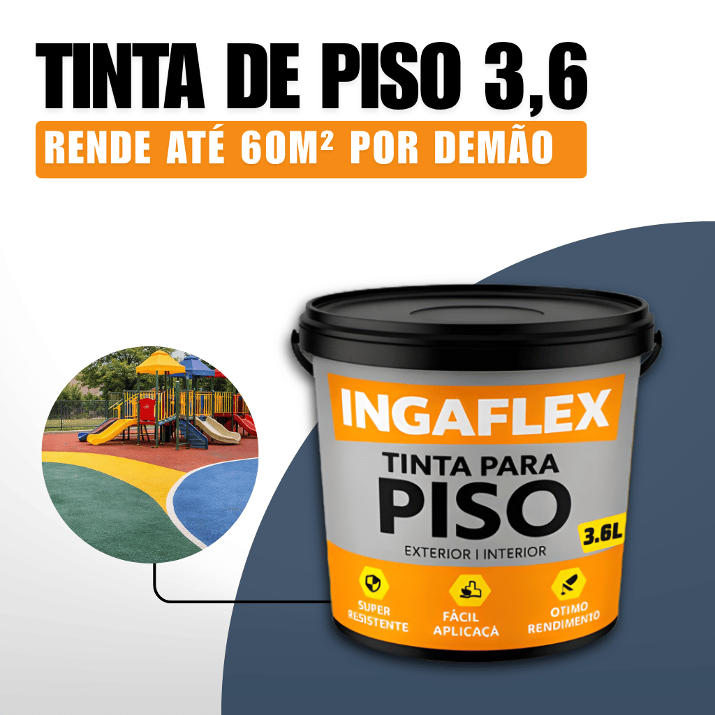 Tinta de Piso Ingaflex 3,6L Emborrachada Resistente Não Mancha Óleo No Piso Garagem Fácil Limpeza