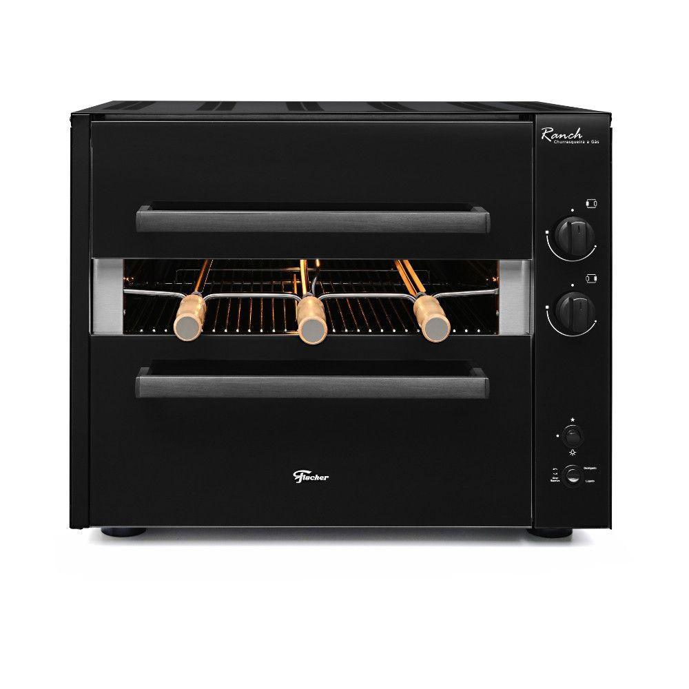 Churrasqueira Fischer a Gás GLP Bancada Ranch 3 Espetos Preto Bivolt em Oferta na Shopee
