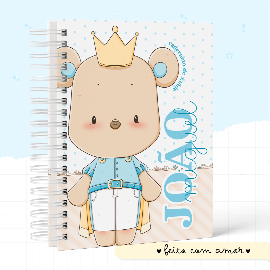 CADERNETA DE SAÚDE / VACINAÇÃO - Menino - Capa Dura - Personalizada - ATUALIZADA