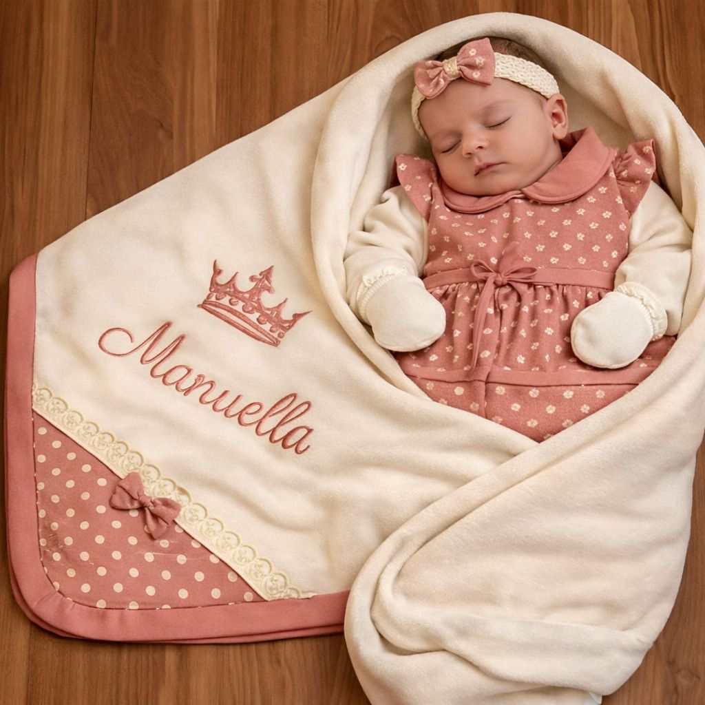 Kit Saida de Maternidade Para Menina Personalizado Rose 100% Algodão Promoção