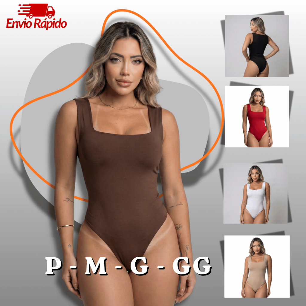 Blusa Body Feminino Decote Quadrado Zero Transparência Versátil Tecido Suplex Premium